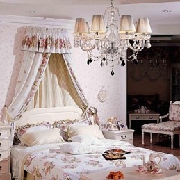 Lustre en cristal de luxe moderne à 8 lumières avec abat-jour en tissu