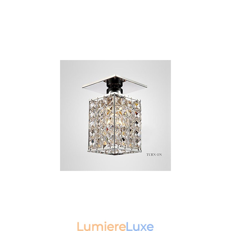 Plafonnier en métal électroplaqué cristal contemporain moderne