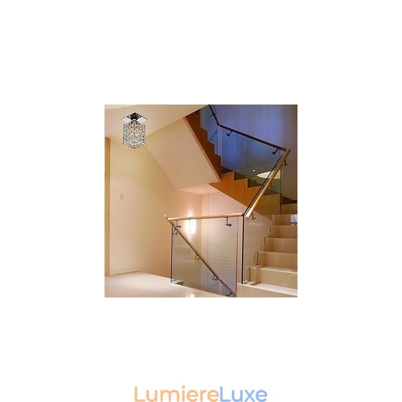 Plafonnier en métal électroplaqué cristal contemporain moderne