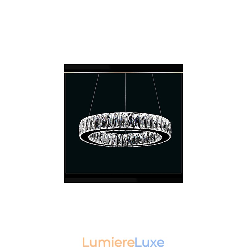Lustre en cristal K9 à anneaux simples, luminaires de plafond d'intérieur modernes de grande taille