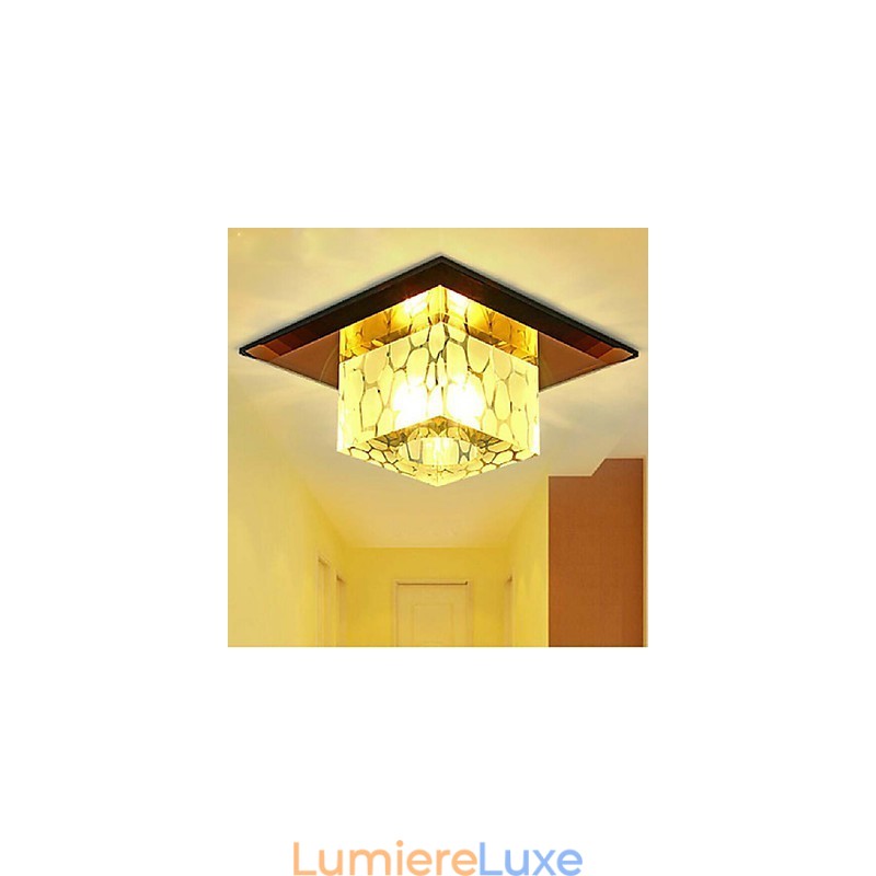 Mini plafonnier en cristal 3 W, lampe créative, tube lumineux coloré, carré, dôme