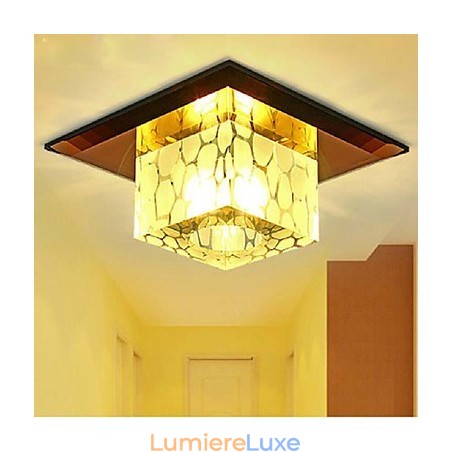 Mini plafonnier en cristal 3 W, lampe créative, tube lumineux coloré, carré, dôme Mini plafonnier en cristal 3 W, lampe créative, tube lumineux coloré, carré, dôme
