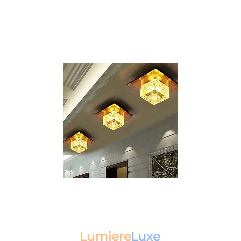 Mini plafonnier en cristal 3 W, lampe créative, tube lumineux coloré, carré, dôme