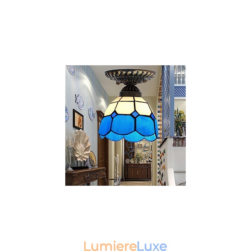 Lampe dôme absorbante en verre teinté, style européen rural créatif, 17 pièces