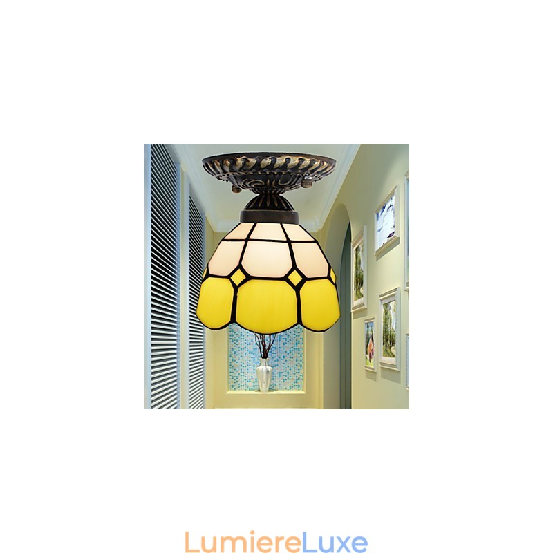Lampe dôme absorbante en verre teinté, style européen rural créatif, 17 pièces