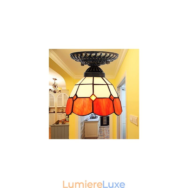 Lampe dôme absorbante en verre teinté, style européen rural créatif, 17 pièces