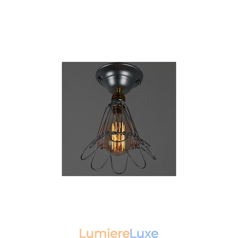 Mini lampe de style campagnard, 1 lumière, finition peinture argentée