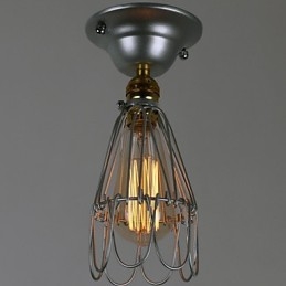 Mini lampe de style campagnard, 1 lumière, finition peinture argentée
