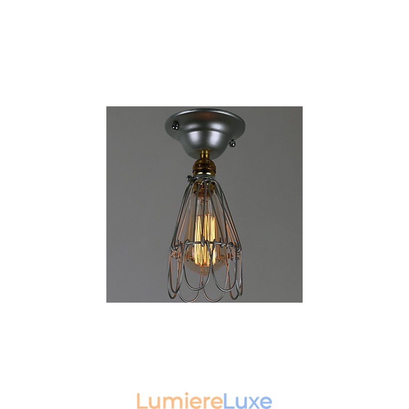 Mini lampe de style campagnard, 1 lumière, finition peinture argentée