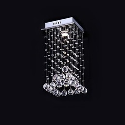 Lustre moderne contemporain en métal galvanisé et cristal à montage encastré