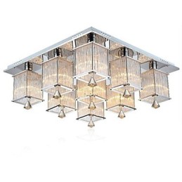 Plafonnier moderne contemporain en métal chromé et cristal