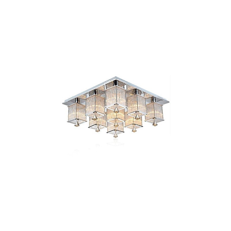 Plafonnier moderne contemporain en métal chromé et cristal