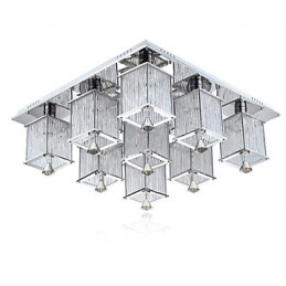 Plafonnier moderne contemporain en métal chromé et cristal