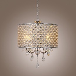 Lustre tambour en cristal moderne à 4 lumières