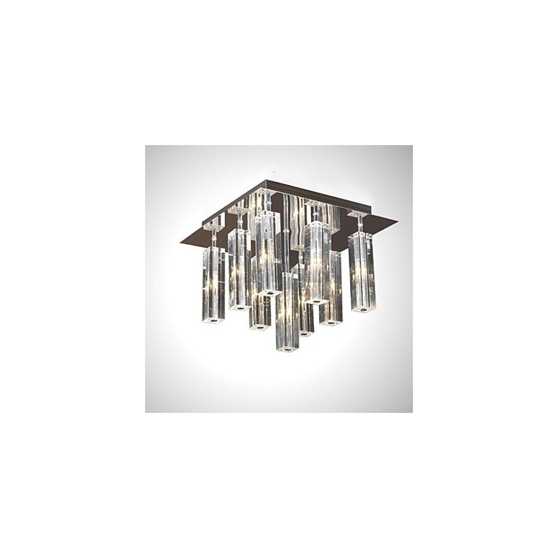 Plafonnier moderne contemporain en métal chromé et cristal