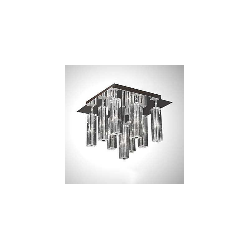 Plafonnier moderne contemporain en métal chromé et cristal