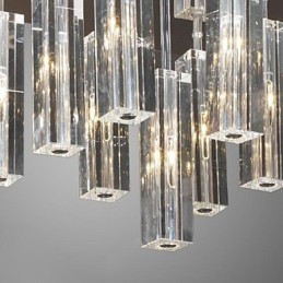 Plafonnier moderne contemporain en métal chromé et cristal
