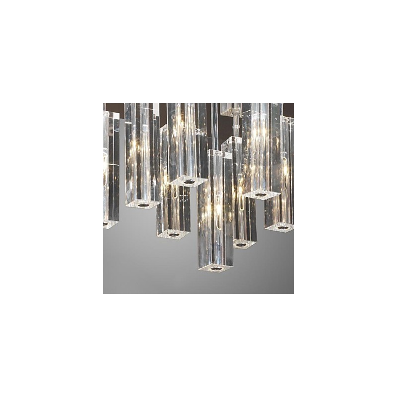 Plafonnier moderne contemporain en métal chromé et cristal