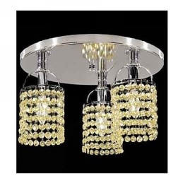 Lustre moderne contemporain en métal galvanisé et cristal à montage encastré