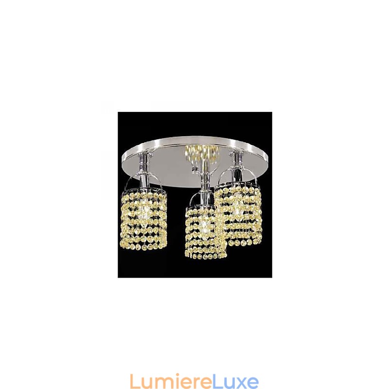 Lustre moderne contemporain en métal galvanisé et cristal à montage encastré