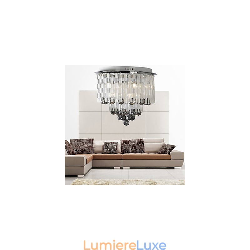 Plafonnier semi-encastré en cristal avec 8 lumières