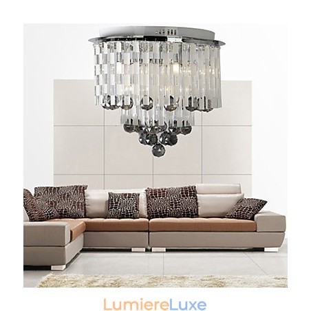 Plafonnier semi-encastré en cristal avec 8 lumières Plafonnier semi-encastré en cristal avec 8 lumières