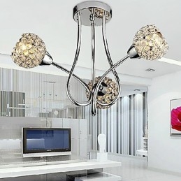 Plafonnier moderne et brillant à 3 lampes au design cristal