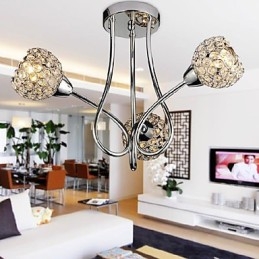 Plafonnier moderne et brillant à 3 lampes au design cristal