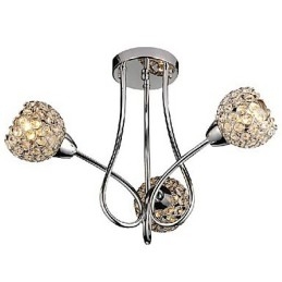 Plafonnier moderne et brillant à 3 lampes au design cristal