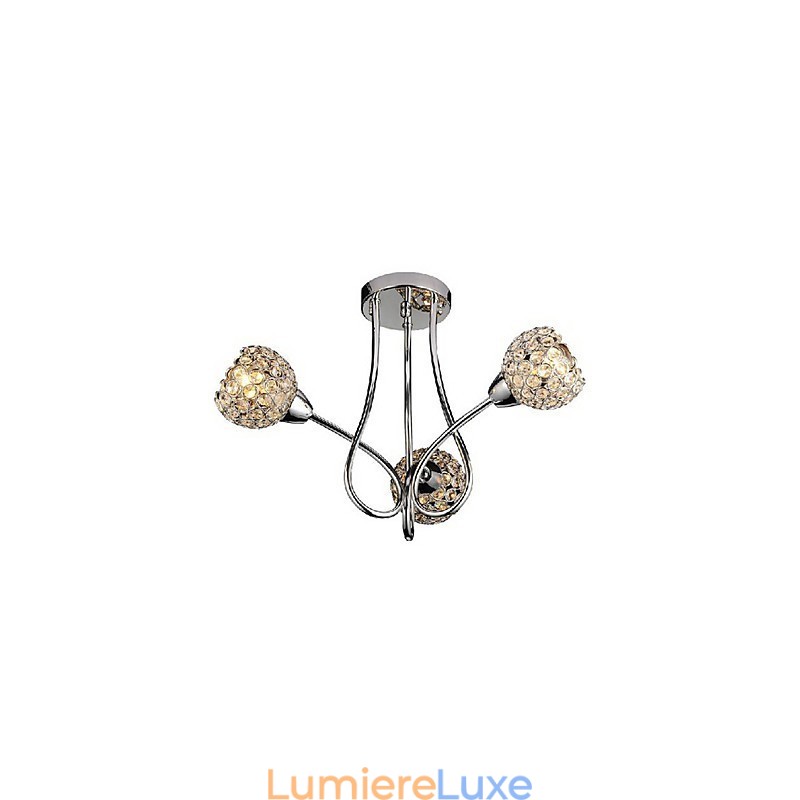 Plafonnier moderne et brillant à 3 lampes au design cristal