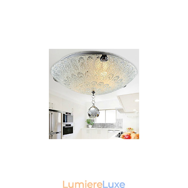 Plafonnier moderne contemporain en cristal nickel
