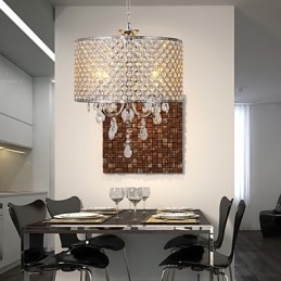 Lustre tambour en cristal moderne à 4 lumières