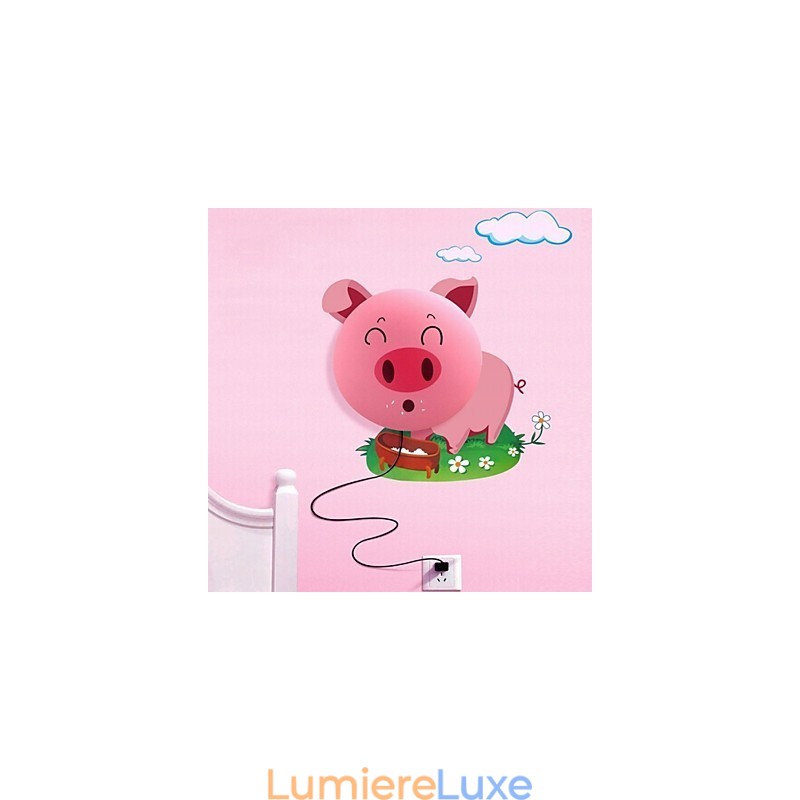 Papier peint Lampes murales Fleur Visage DIY Ambiance amusante Veilleuse Enfants Lampe de chevet Décoration Cochon rose