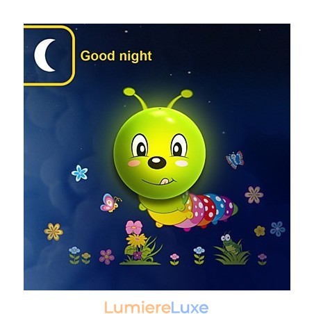 Lampe murale Caterpillar en plastique résistant aux hautes températures et amovible à 10 °C, papier peint 3D créatif Lampe murale Caterpillar en plastique résistant aux hautes températures et amovible à 10 °C, papier peint 3D créatif