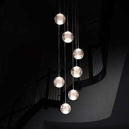 Suspension moderne G4 Retrofit 7 lumières, chromage cristal, pour éclairage d'escalier