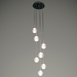 Suspension moderne G4 Retrofit 7 lumières, chromage cristal, pour éclairage d'escalier