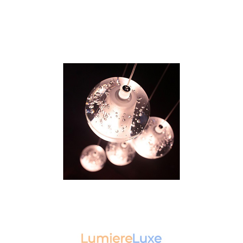 Suspension moderne G4 Retrofit 7 lumières, chromage cristal, pour éclairage d'escalier
