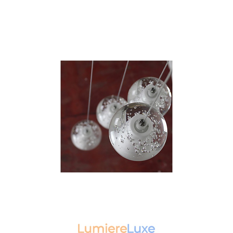 Suspension moderne G4 Retrofit 7 lumières, chromage cristal, pour éclairage d'escalier