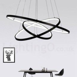 Suspension à intensité variable avec télécommande, design moderne, trois anneaux