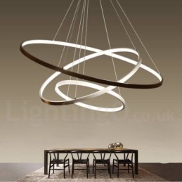 Suspension à intensité variable avec télécommande, design moderne, trois anneaux