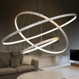 Suspension à intensité variable avec télécommande, design moderne, trois anneaux