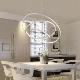Suspension à intensité variable avec télécommande, design moderne, trois anneaux