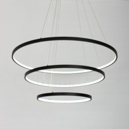 Suspension à intensité variable avec télécommande, design moderne, trois anneaux