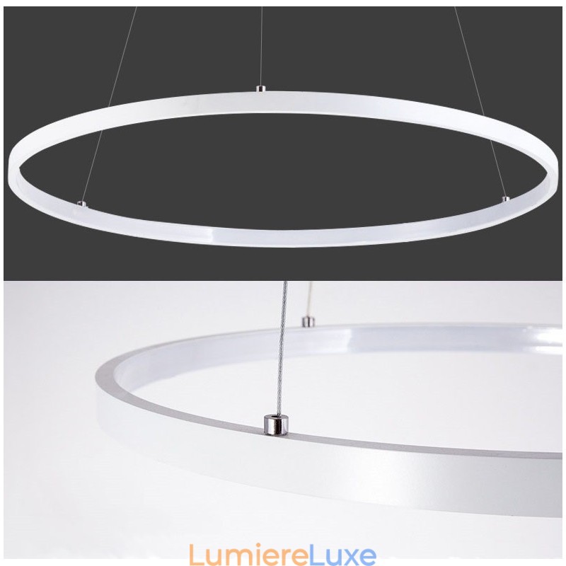 Suspension à intensité variable avec télécommande, design moderne, trois anneaux