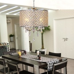 Lustre tambour en cristal moderne à 4 lumières