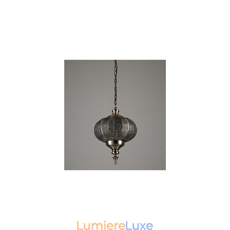Lustre rétro en fer creux à la main d'Asie du Sud-Est