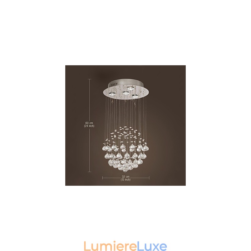 Lustre de luxe moderne en cristal à 4 lumières