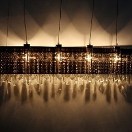 Suspension moderne contemporaine en cristal et métal