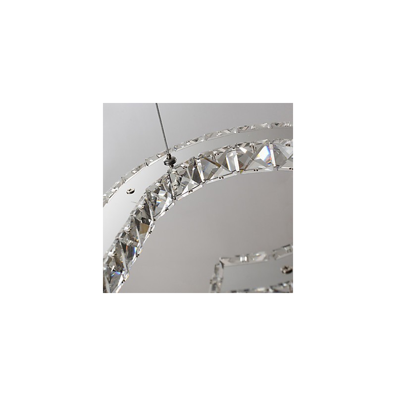 Suspension moderne contemporaine en métal chromé et cristal