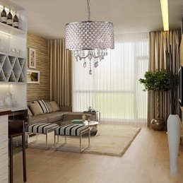 Lustre tambour en cristal moderne à 4 lumières